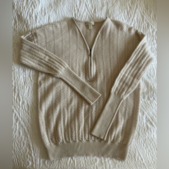 GARNET HILL Gemma Zip-Detail Cashmere Sweater XS Beige Colour - Picture 4 of 16